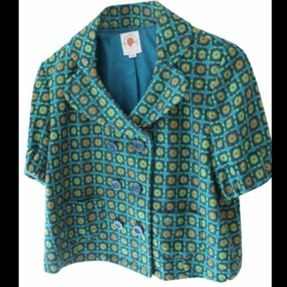 Anthropologie Short Sleeve Brocade Jacket
